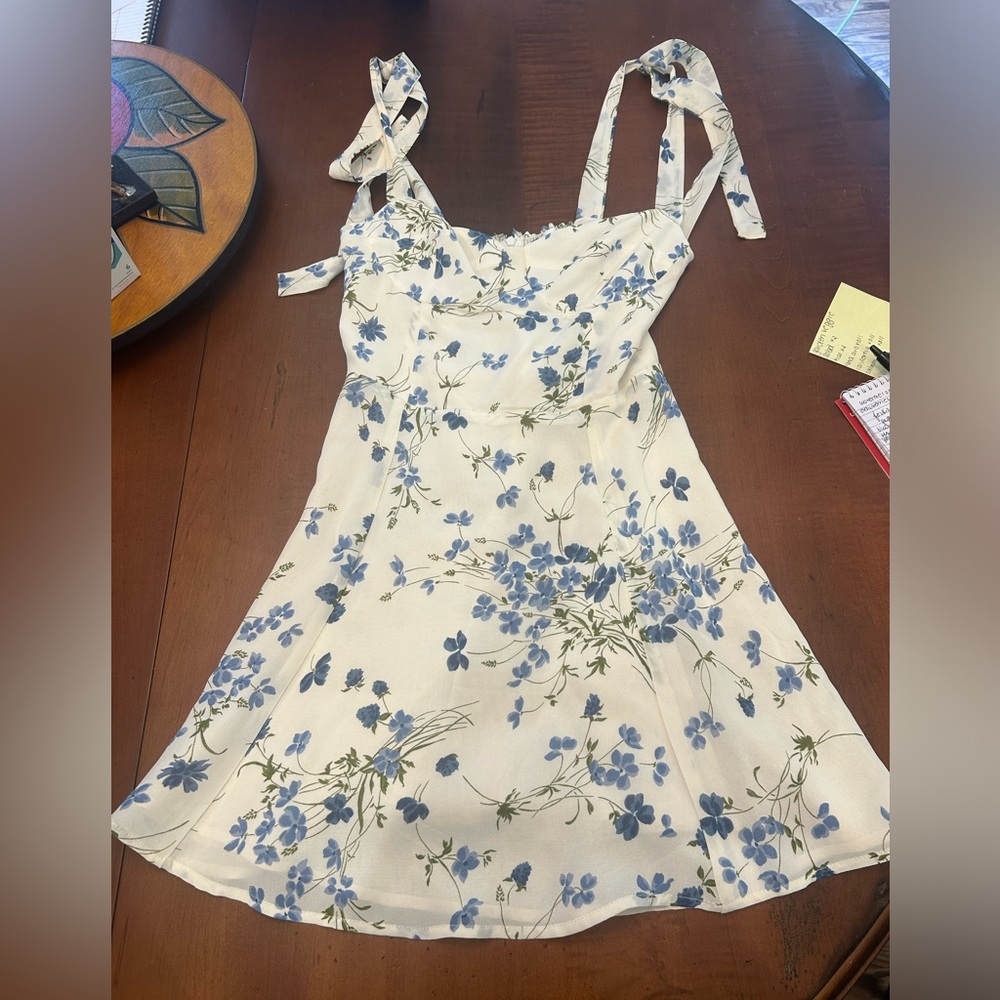 Reformation Christine Blue Floral Dress